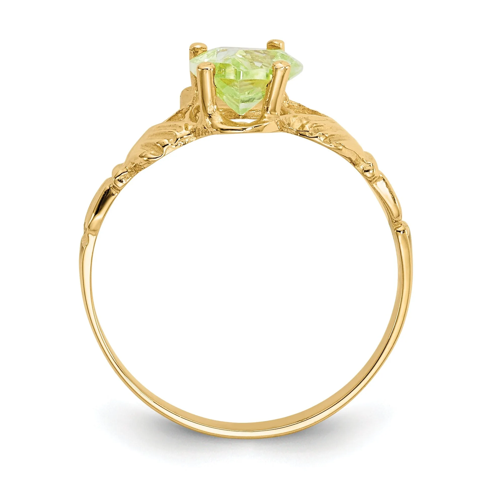 14k Yellow Gold August Birthstone Claddagh Ring