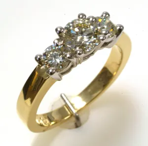 14K Yellow Gold Diamond Trio Engagement Ring HB14626