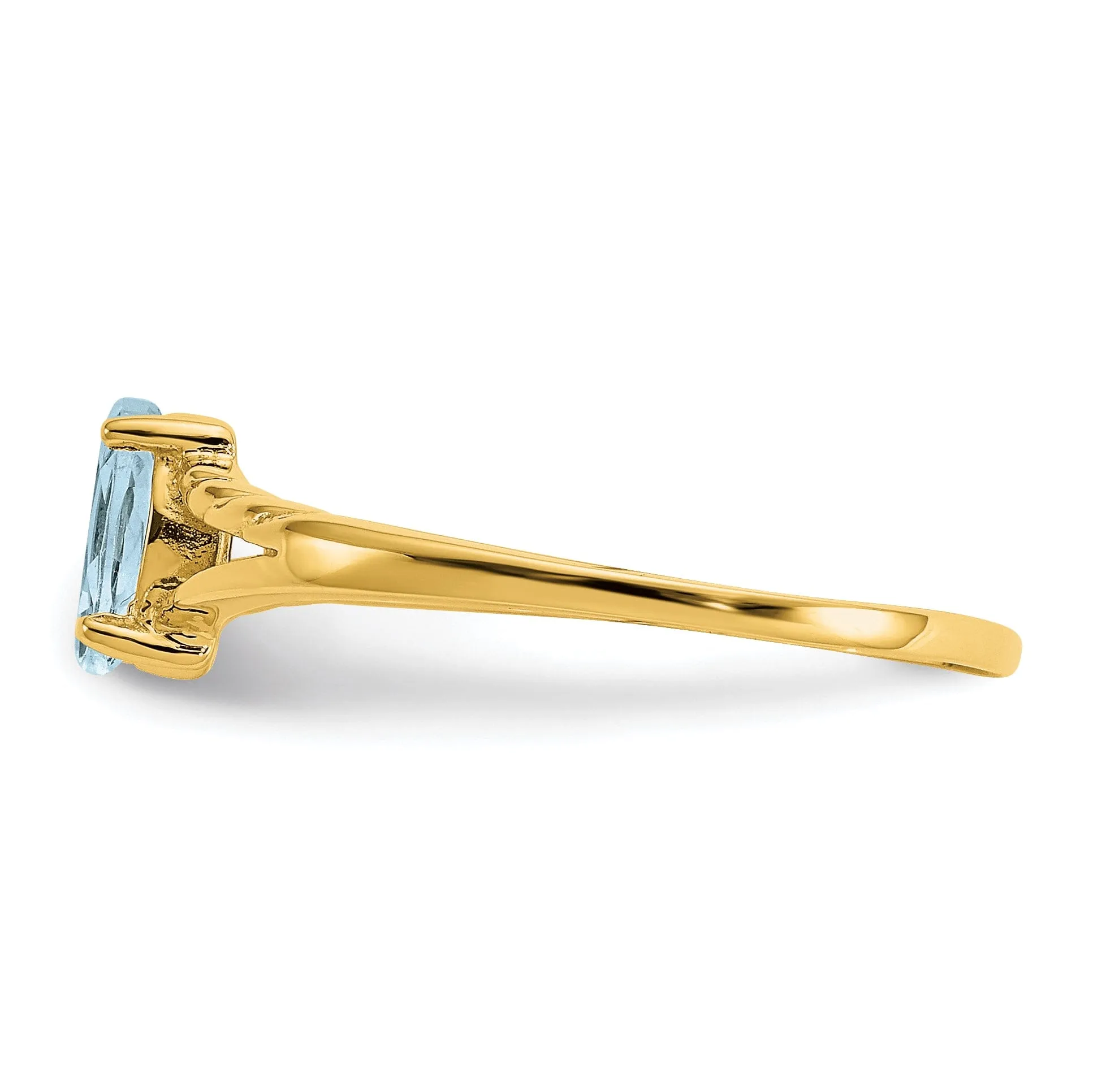 14k Yellow Gold Genuine Aquamarine Birthstone Ring