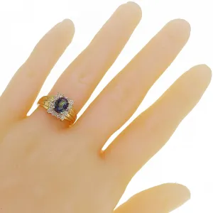 14k Yellow Gold Mystic Topaz & Diamond Accent Cocktail Cluster Ring Size 6.5
