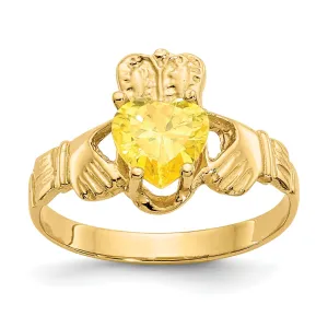 14k Yellow Gold November Birthstone Claddagh Ring