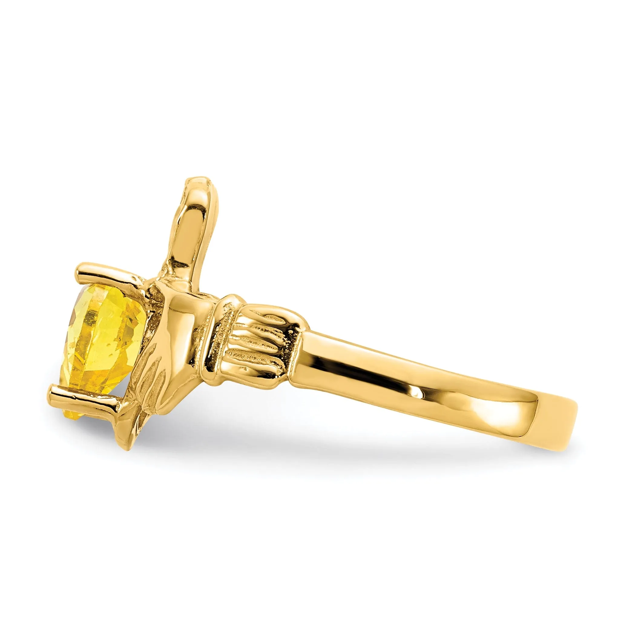 14k Yellow Gold November Birthstone Claddagh Ring