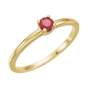 14k Yellow Gold Ruby "July" Youth Birthstone Ring, Size 3