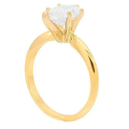 14K Yellow Solid Gold Diamond Solitaire Engagement Ring 1.50 Ctw
