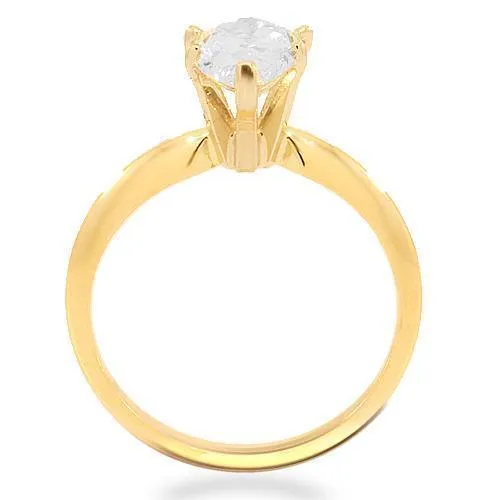 14K Yellow Solid Gold Diamond Solitaire Engagement Ring 1.50 Ctw