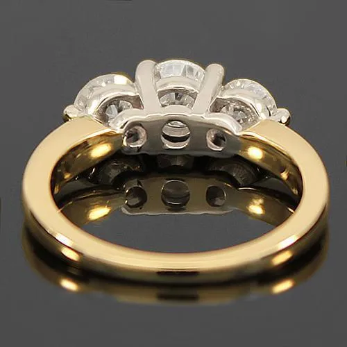 14K Yellow Solid Gold Three Stone Diamond Anniversary Ring 1.41 Ctw
