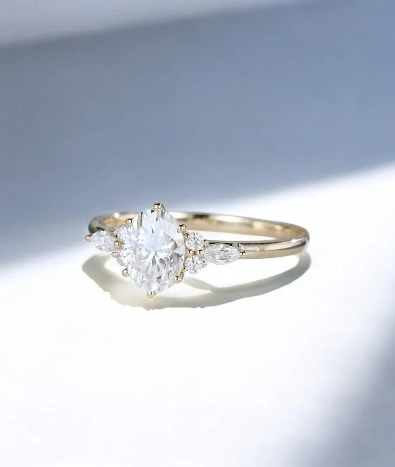 1.510ctw Oval Cut Moissanite Engagement Ring