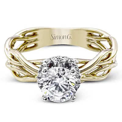 18 Karat Yellow Gold Twist-Design Engagement Ring