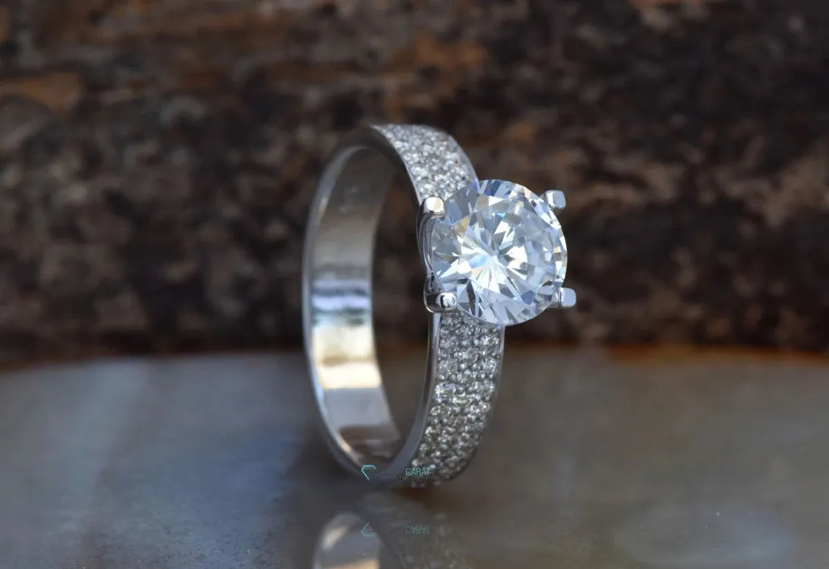 1.80 carat Diamond estate engagement ring -White Gold halo ring-Promise ring