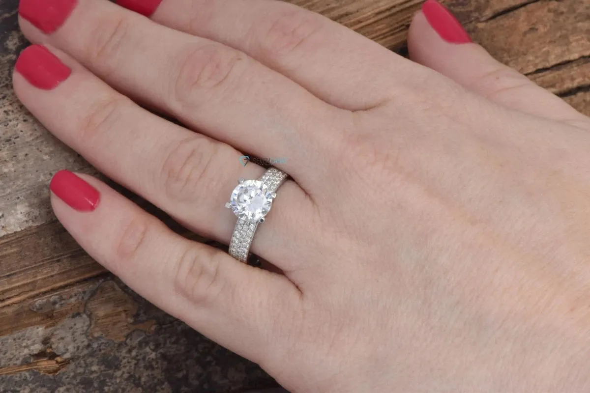 1.80 carat Diamond estate engagement ring -White Gold halo ring-Promise ring