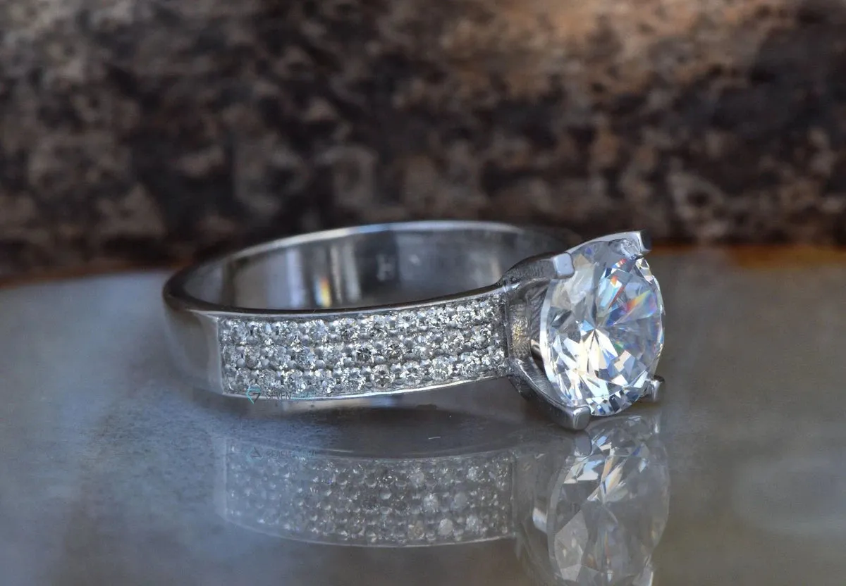 1.80 carat Diamond estate engagement ring -White Gold halo ring-Promise ring