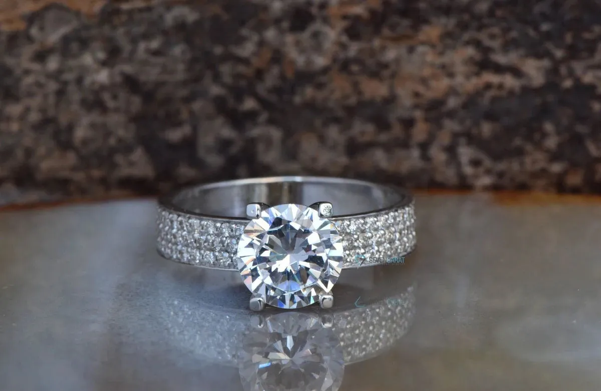 1.80 carat Diamond estate engagement ring -White Gold halo ring-Promise ring