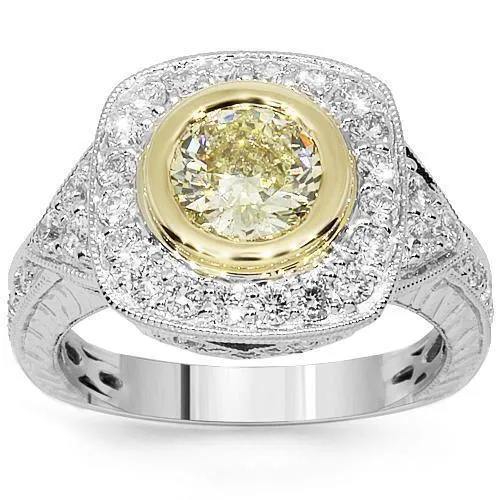18K White Solid Gold Diamond Engagement Ring 2.48 Ctw
