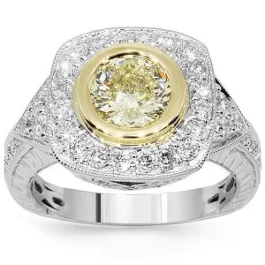18K White Solid Gold Diamond Engagement Ring 2.48 Ctw