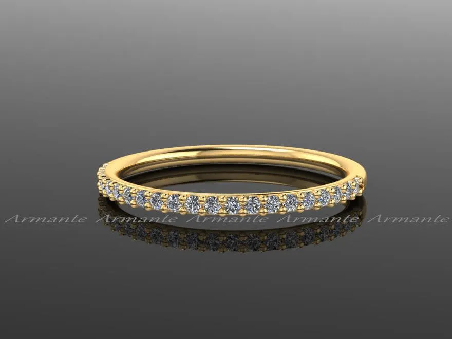 18K Yellow Gold Moissanite, Diamond Halo Engagement Ring Set