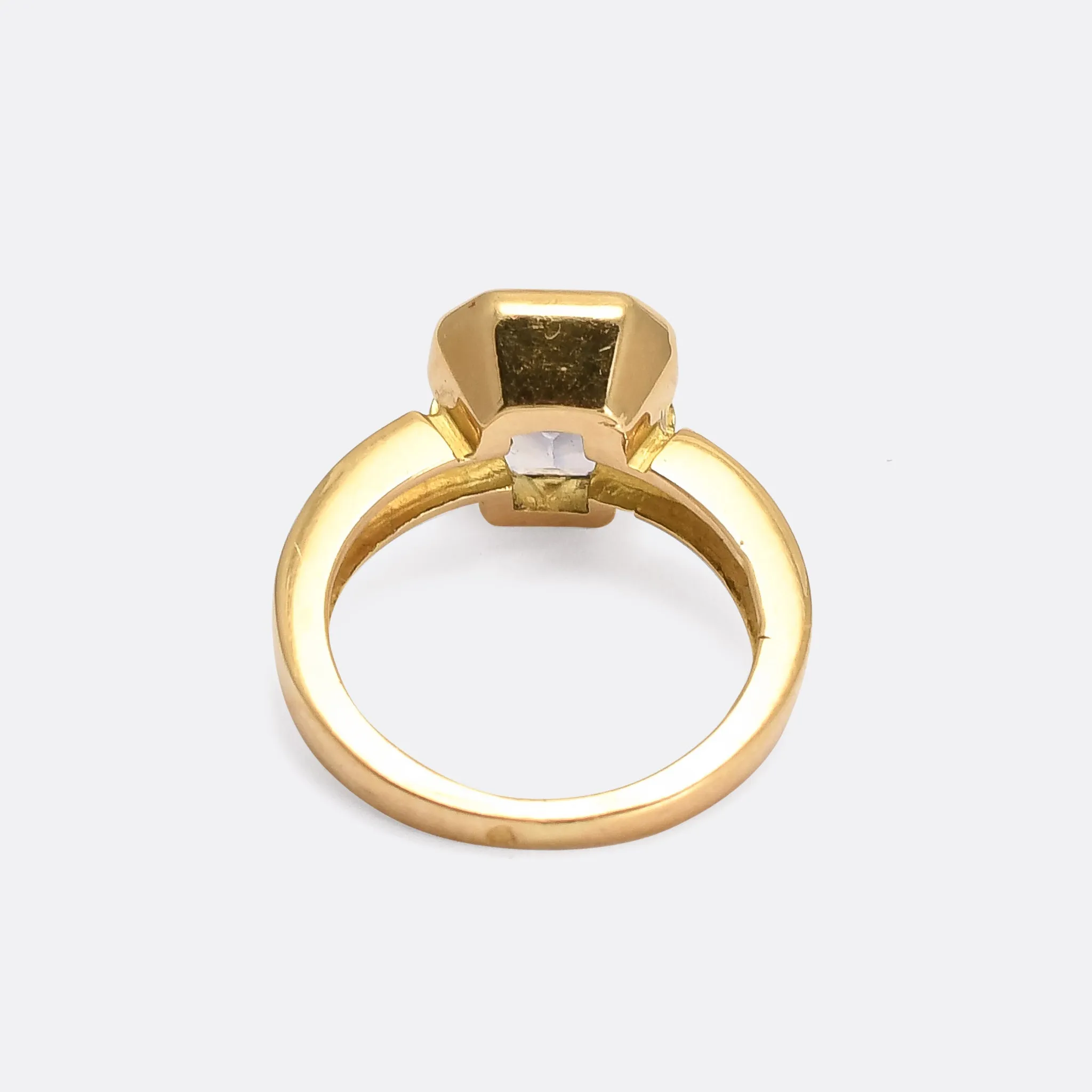 1980s 3.80ct Step Cut Ceylon Sapphire Solitaire Ring