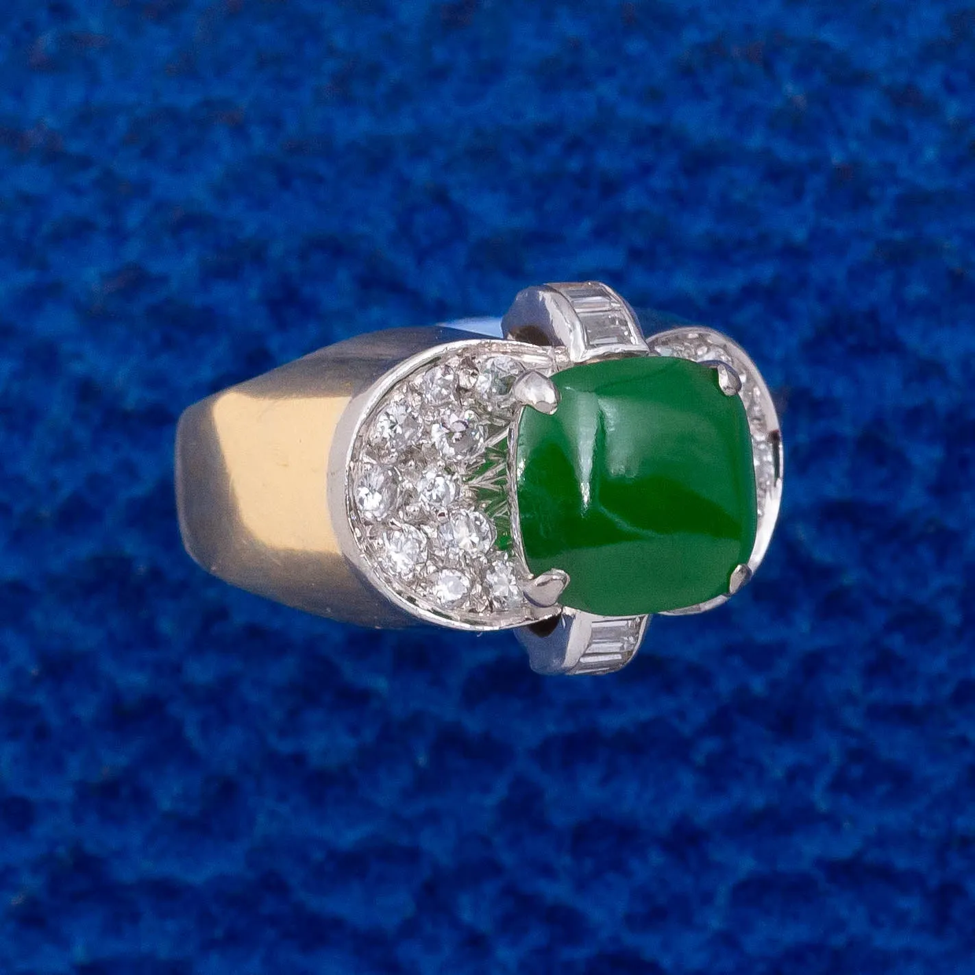 1980s Fine Jade & Diamond Ring