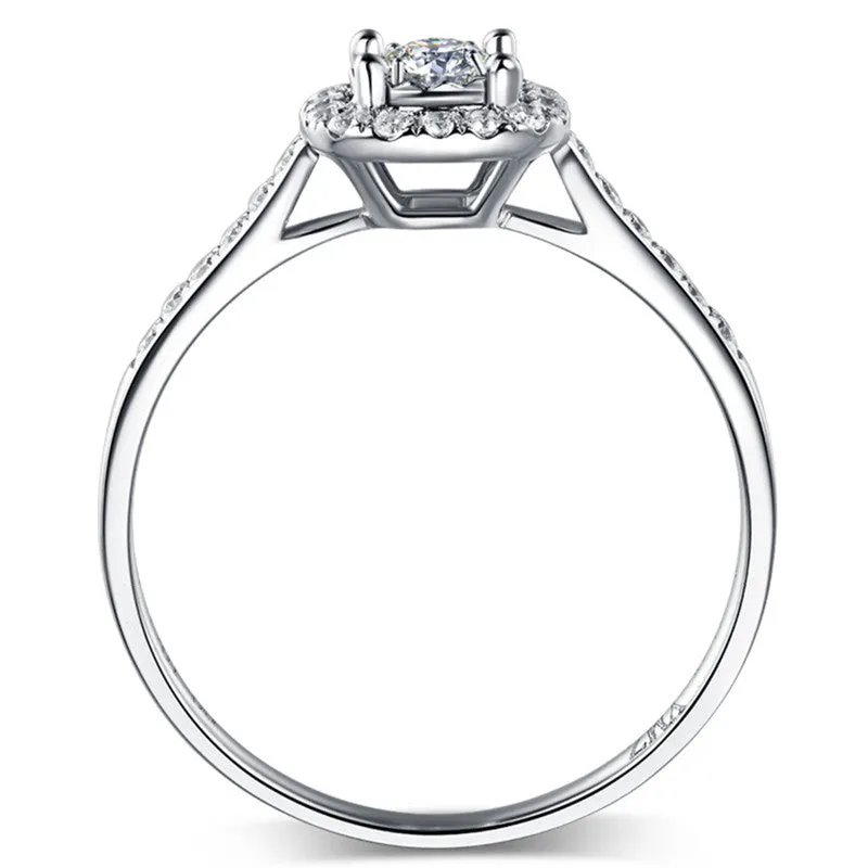 1Ct Square Diamond Ring Silver Engagement Women Jewelry