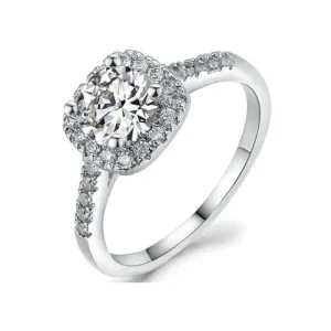 1Ct Square Diamond Ring Silver Engagement Women Jewelry