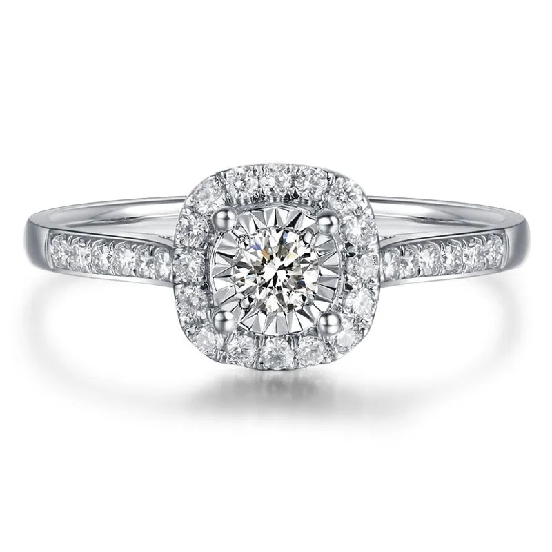 1Ct Square Diamond Ring Silver Engagement Women Jewelry
