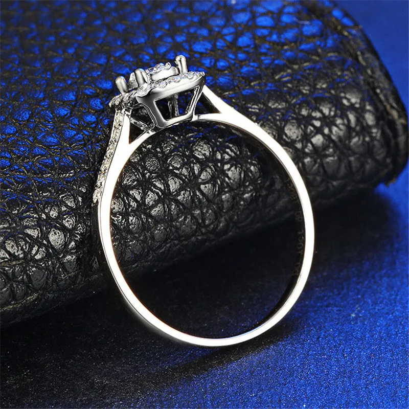 1Ct Square Diamond Ring Silver Engagement Women Jewelry