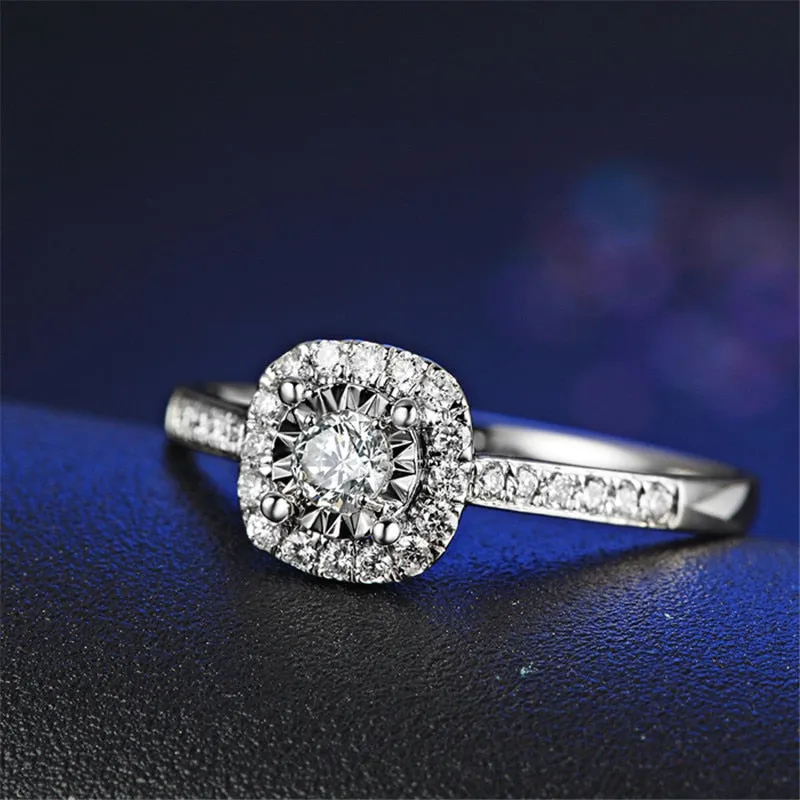 1Ct Square Diamond Ring Silver Engagement Women Jewelry