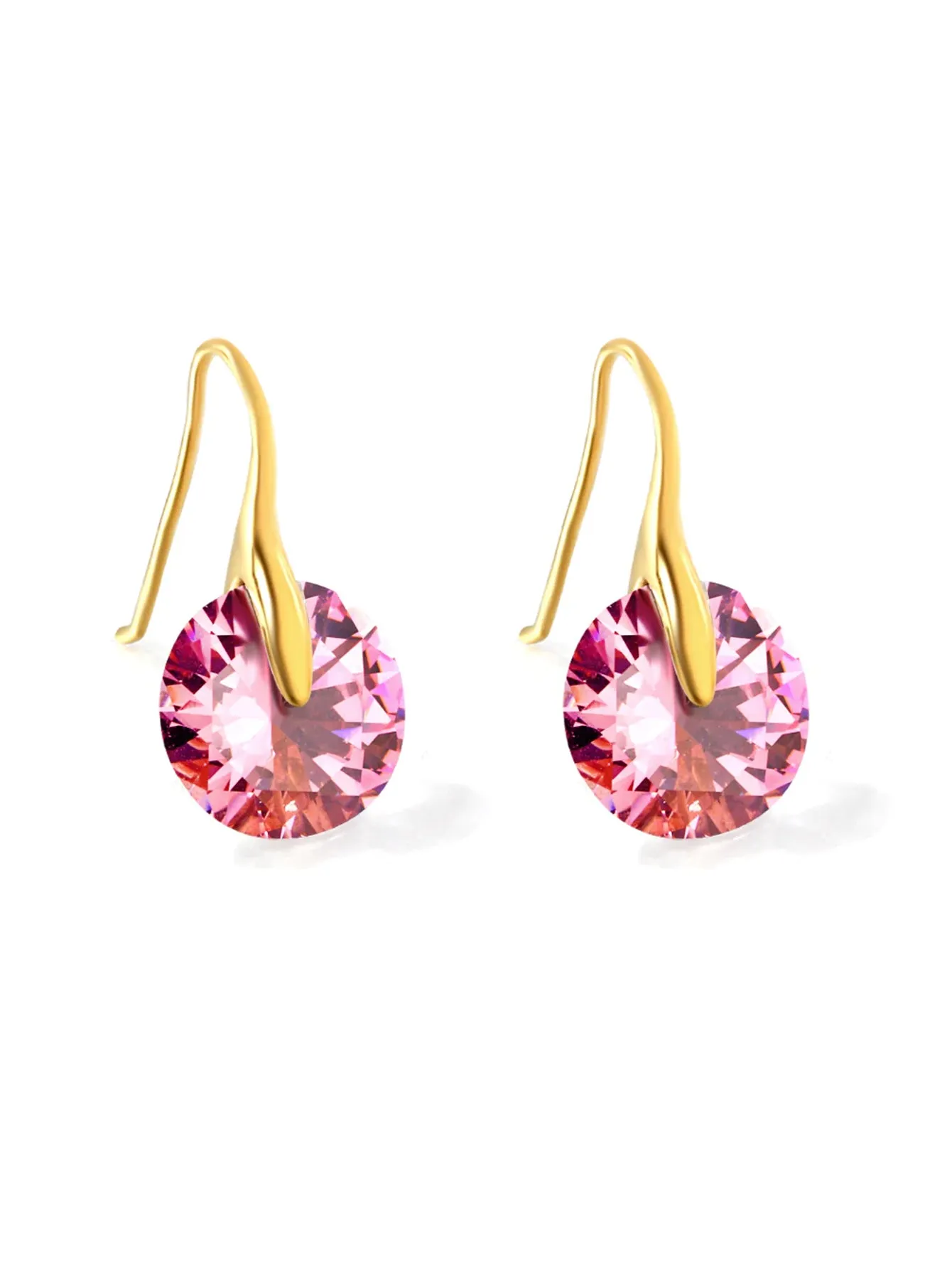 1pair Pink Zircon Decor Earrings - FD ⚡