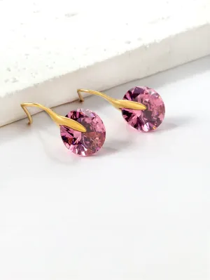 1pair Pink Zircon Decor Earrings - FD ⚡