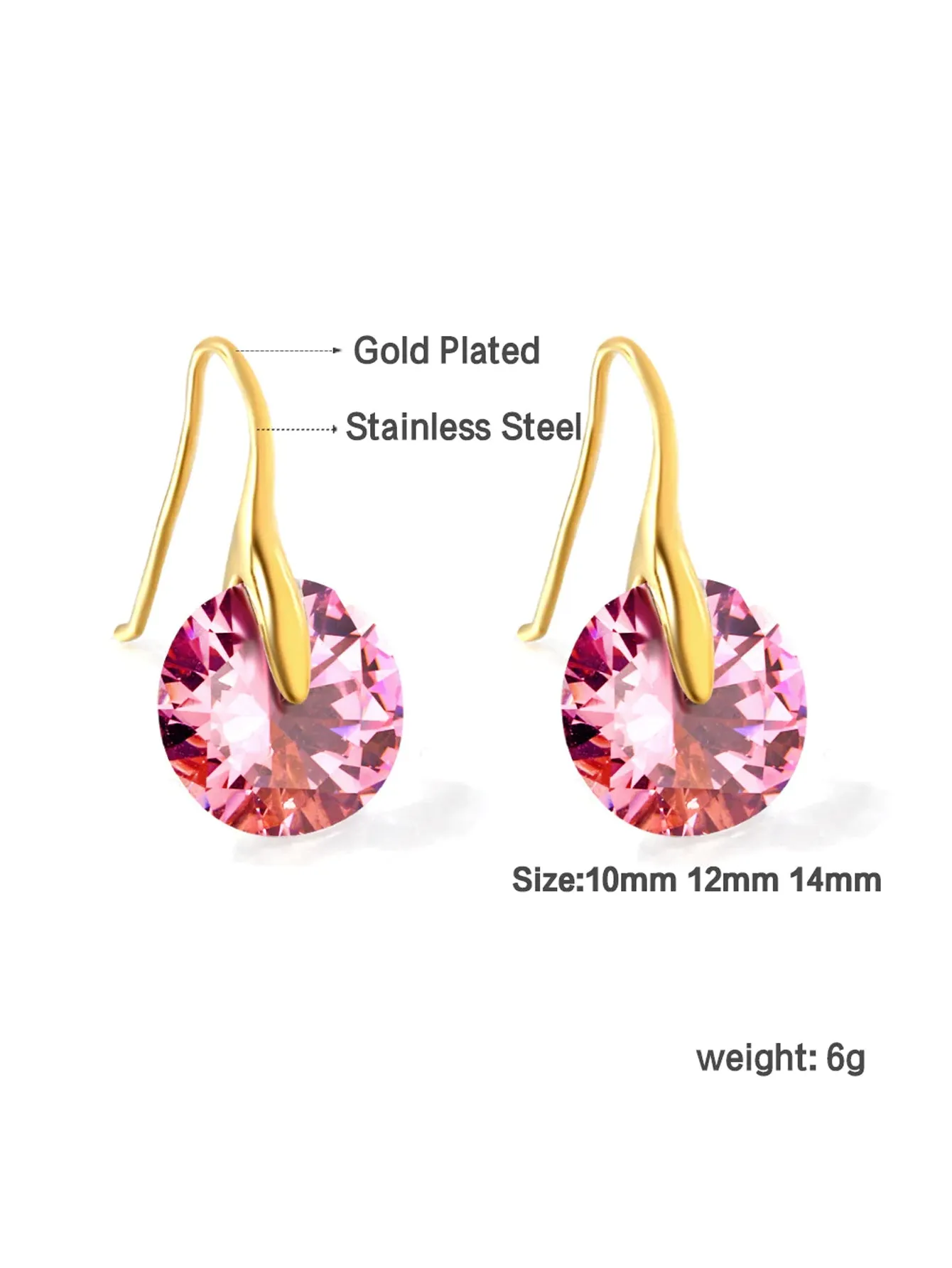 1pair Pink Zircon Decor Earrings - FD ⚡