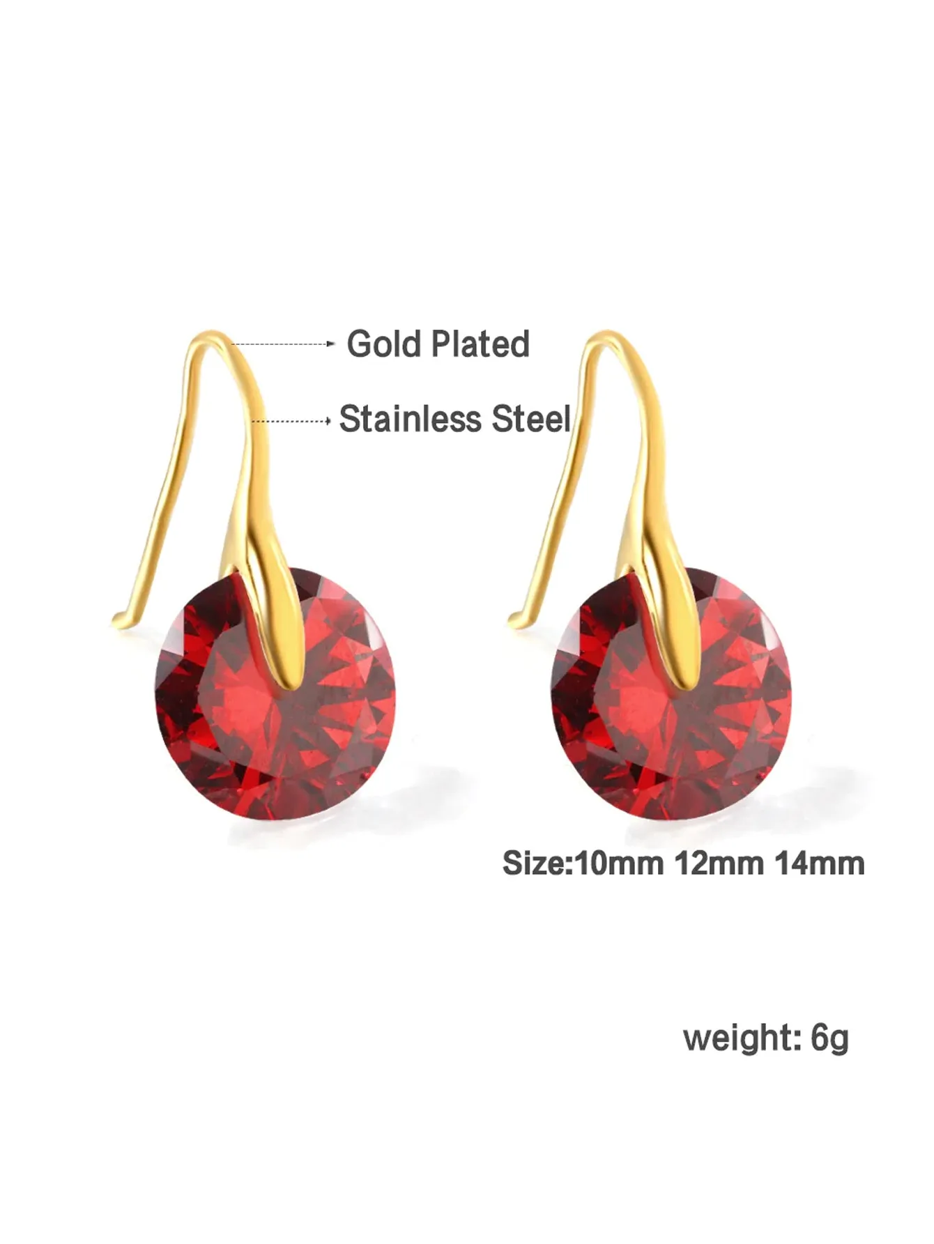 1pair Red Zirconia Decor Earrings - FD ⚡
