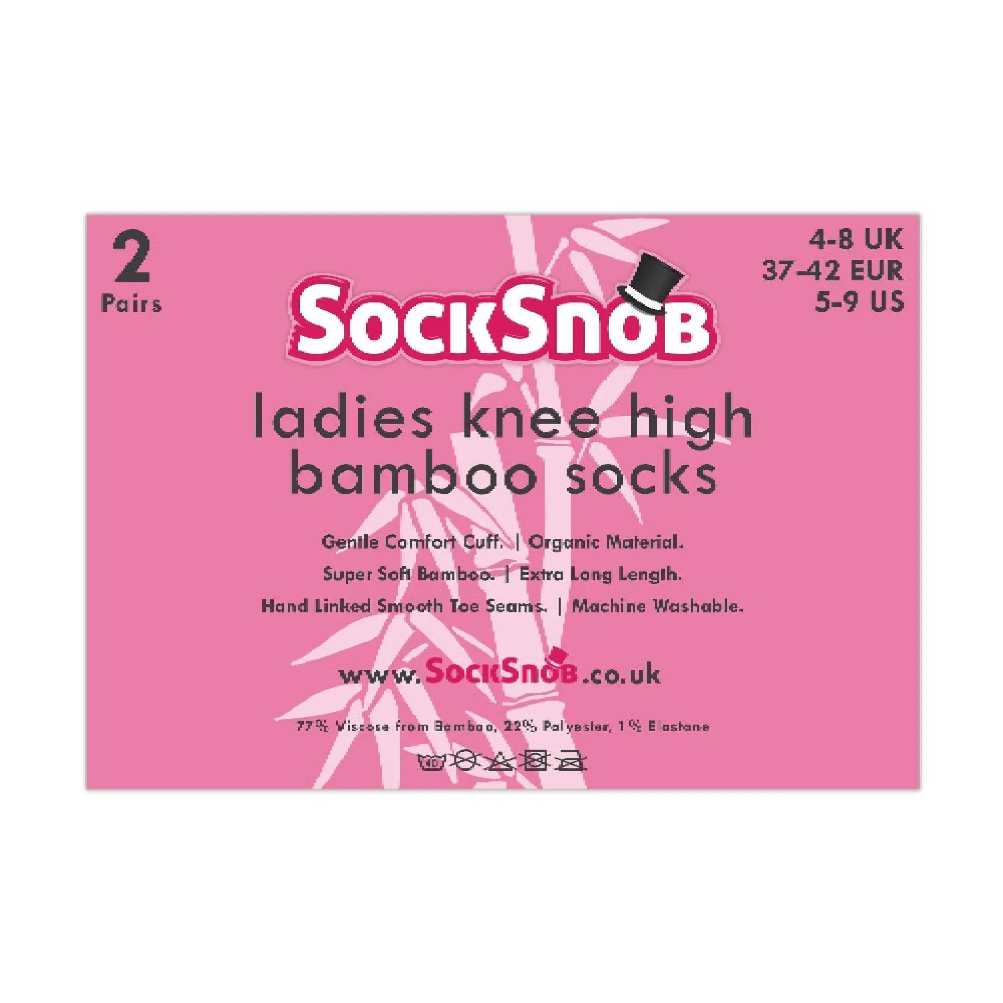2 Pack Ladies Extra Long Patterned Knee High Bamboo Socks