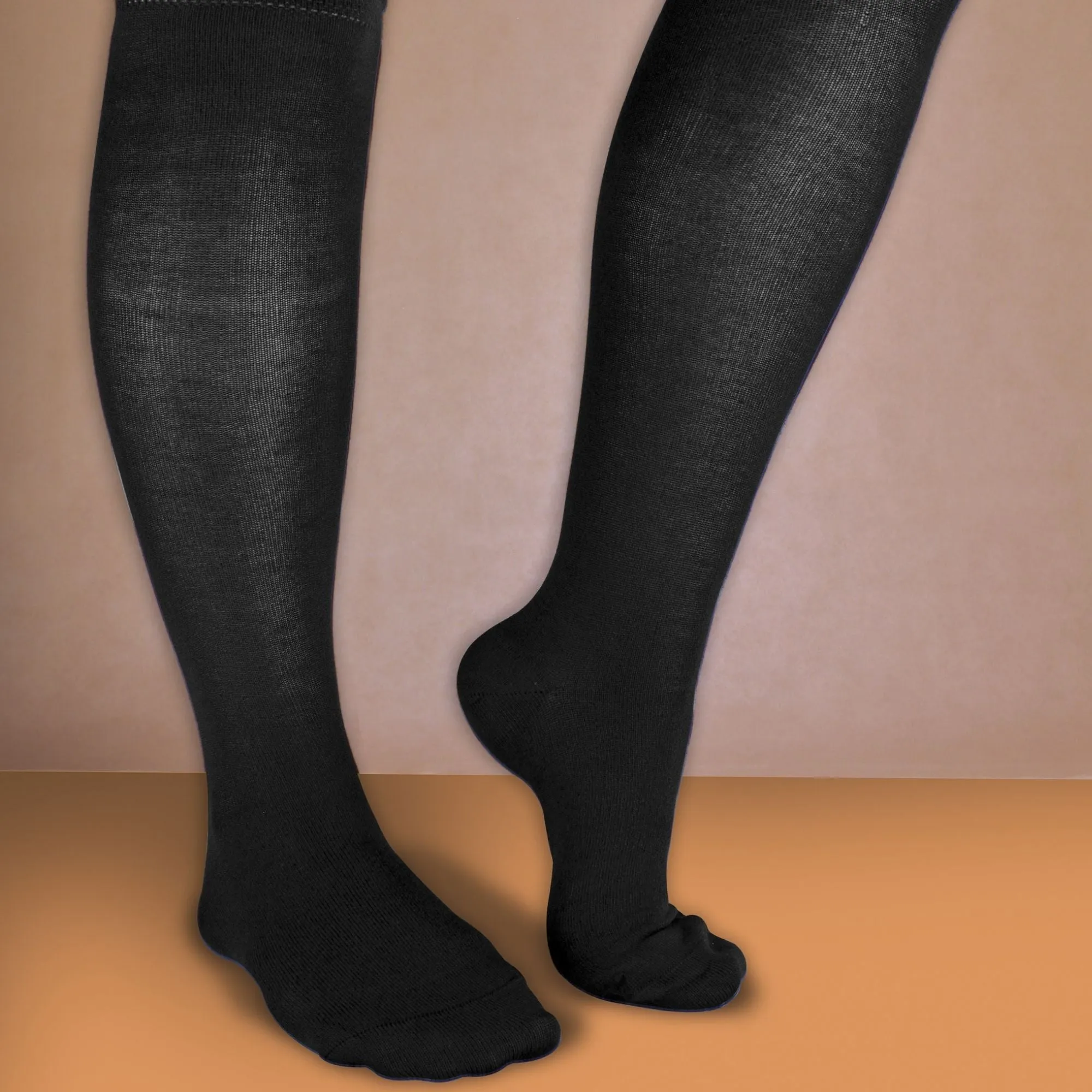 2 Pack Ladies Extra Long Patterned Knee High Bamboo Socks