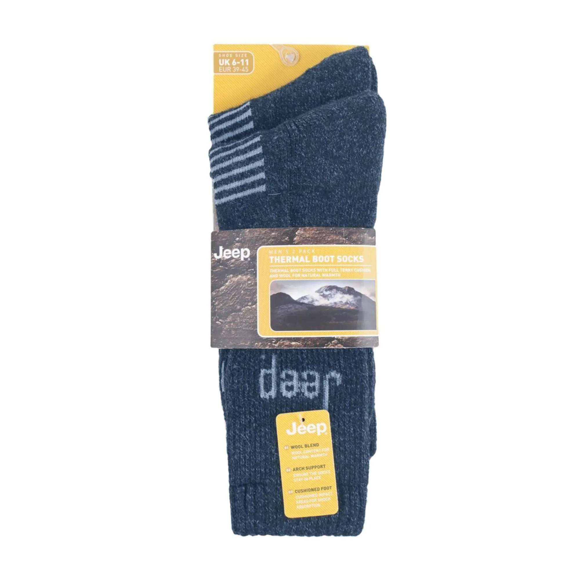 2 Pack Men's Wool Mix Boot Socks | Heavy Duty Crew Thermal Outdoor Socks
