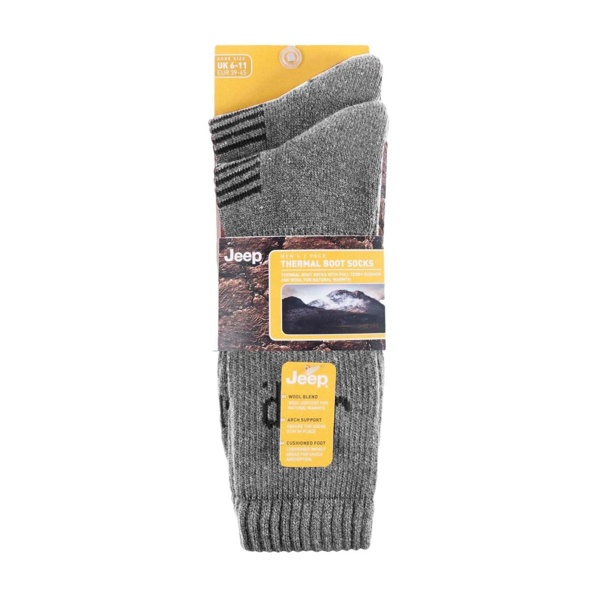 2 Pack Men's Wool Mix Boot Socks | Heavy Duty Crew Thermal Outdoor Socks