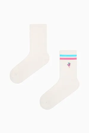 2 Pairs of Cotton Flamingo Patterned Toe Seamless Ankle Socks