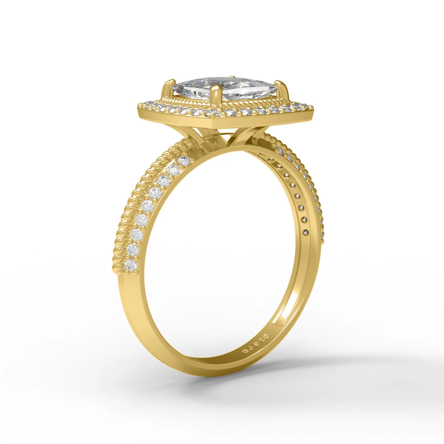 2.69 Cts Cushion Moissanite Diamond 925 Sterling Silver Twisted Rope Solitaire Ring