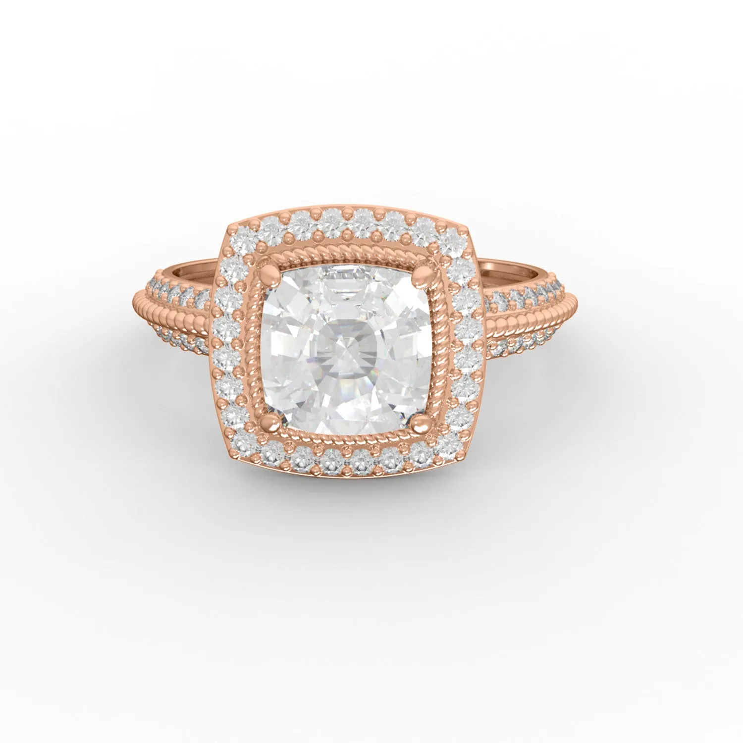 2.69 Cts Cushion Moissanite Diamond 925 Sterling Silver Twisted Rope Solitaire Ring