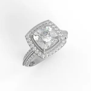 2.69 Cts Cushion Moissanite Diamond 925 Sterling Silver Twisted Rope Solitaire Ring