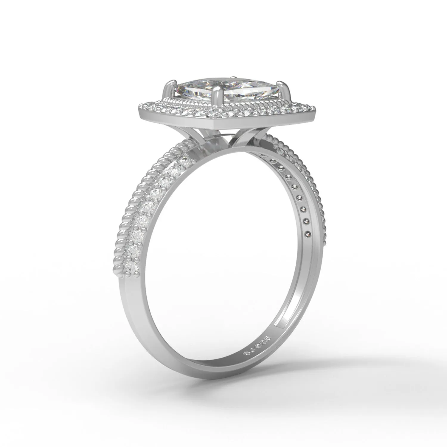 2.69 Cts Cushion Moissanite Diamond 925 Sterling Silver Twisted Rope Solitaire Ring