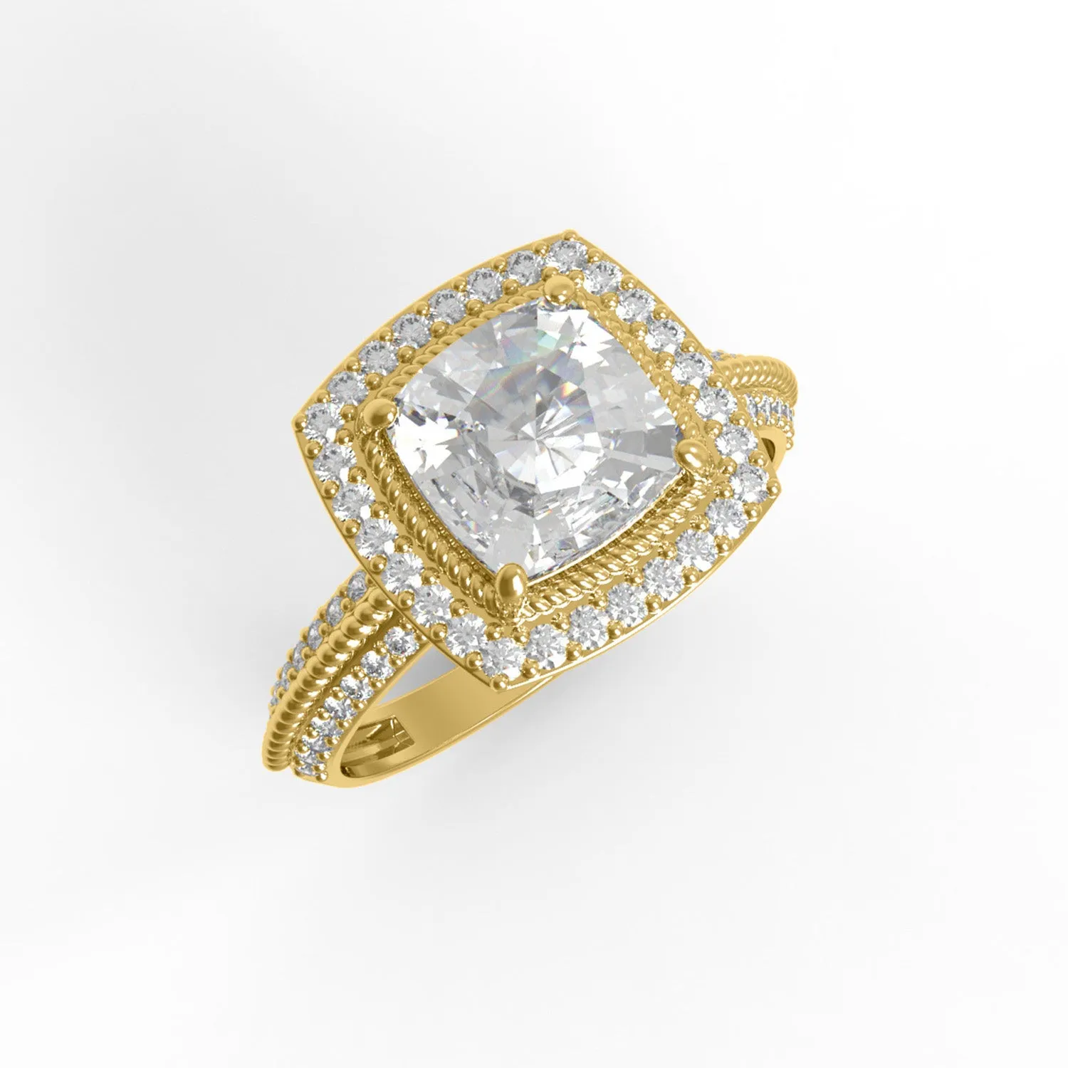 2.69 Cts Cushion Moissanite Diamond 925 Sterling Silver Twisted Rope Solitaire Ring