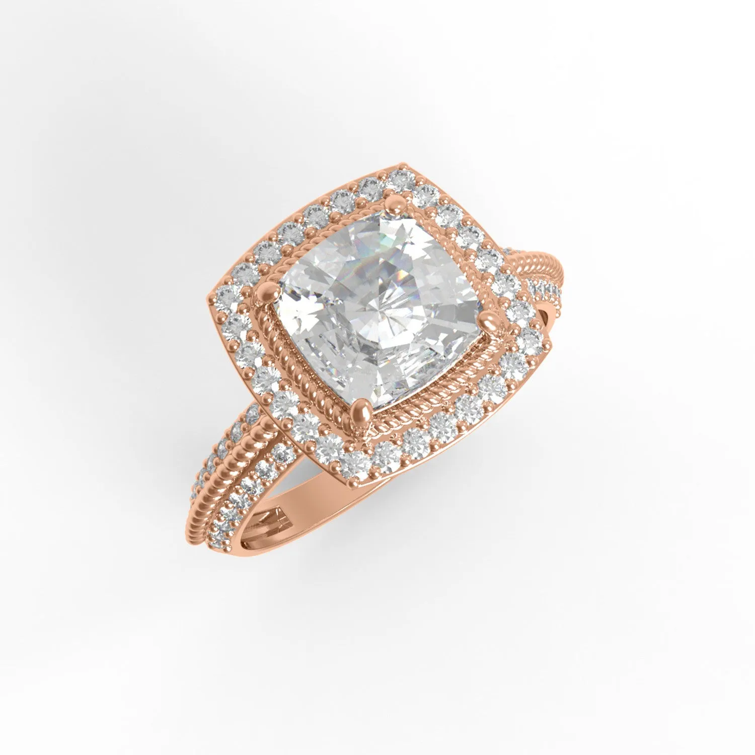 2.69 Cts Cushion Moissanite Diamond 925 Sterling Silver Twisted Rope Solitaire Ring