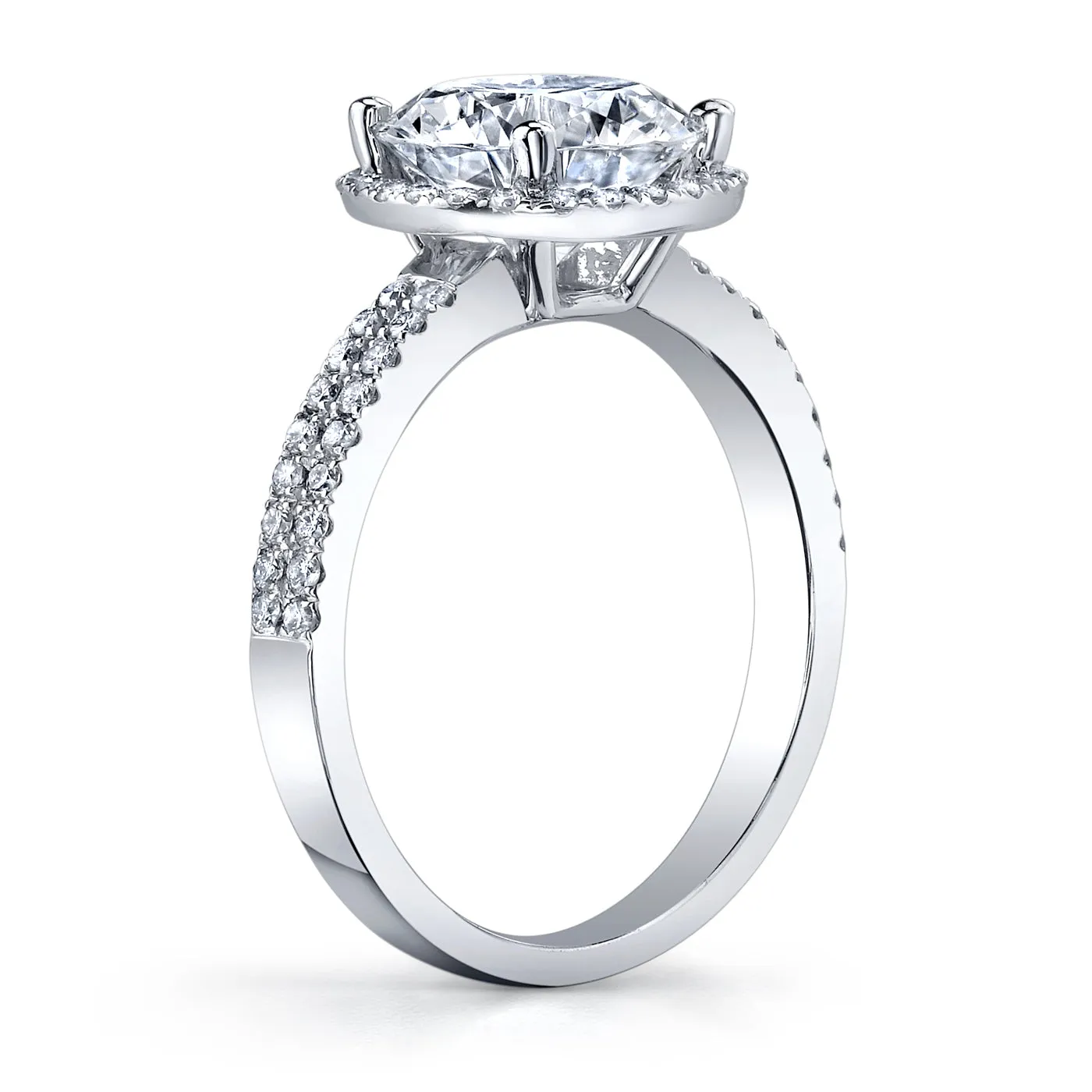 .28ctw Round Cut Diamond Halo Double Band Engagement Ring