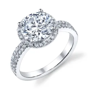 .28ctw Round Cut Diamond Halo Double Band Engagement Ring