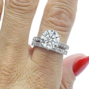 3 Carat Art Deco Cathedral Wedding Set | IGI Certified F Color VS1 Diamonds | 14k Solid White, Yellow, or Rose Gold Engagement Bridal Set