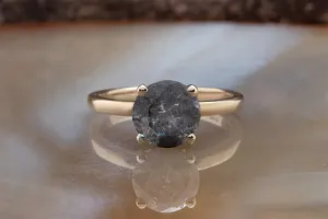 3 ct Salt and Pepper galaxy diamond engagement - 14k 18K Yellow Gold