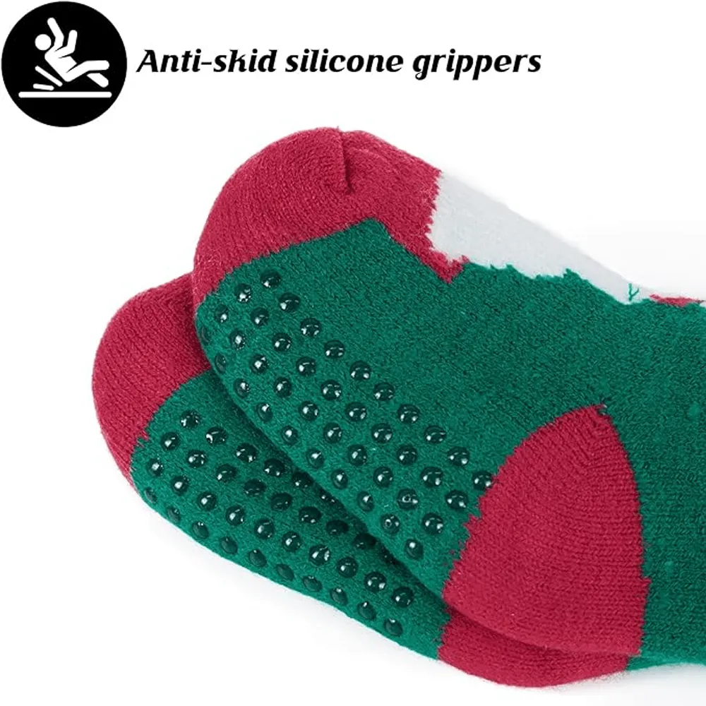 3 PACK NON-SKID THERMAL SHERPA LINED FESTIVE SOCKS FOR KIDS