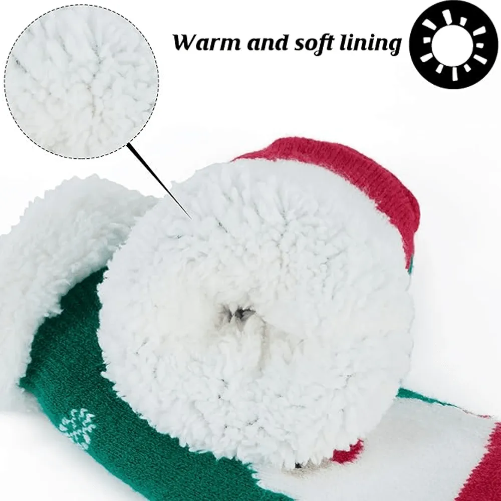 3 PACK NON-SKID THERMAL SHERPA LINED FESTIVE SOCKS FOR KIDS