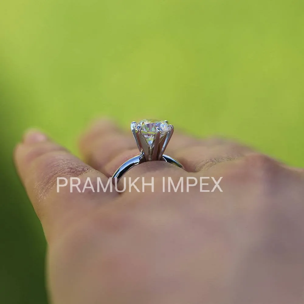 3.00ct Round Brilliant Vintage Moissanite Engagement Ring, 14k White Gold Solitaire Ring, Six Prongs Gold Ring