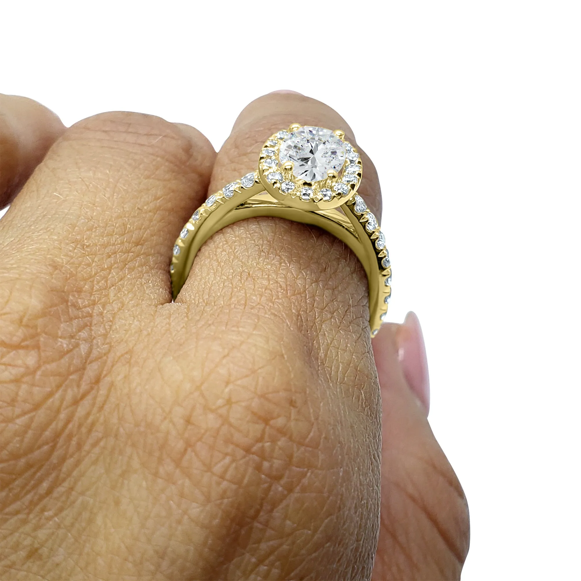 3.3 ctw Diamond Halo Wedding set, Oval  Engagement set, Bridal Set 14k Solid Yellow