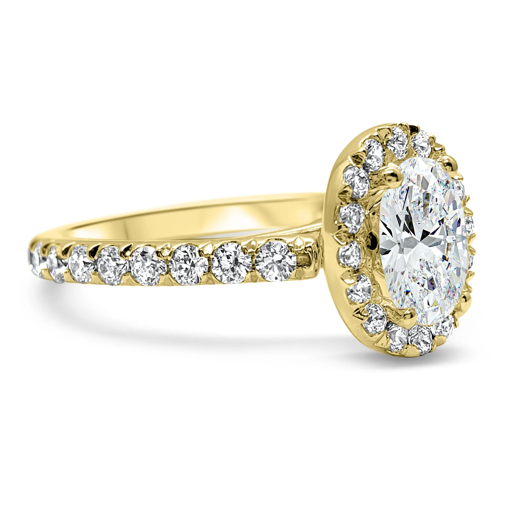 3.3 ctw Diamond Halo Wedding set, Oval  Engagement set, Bridal Set 14k Solid Yellow